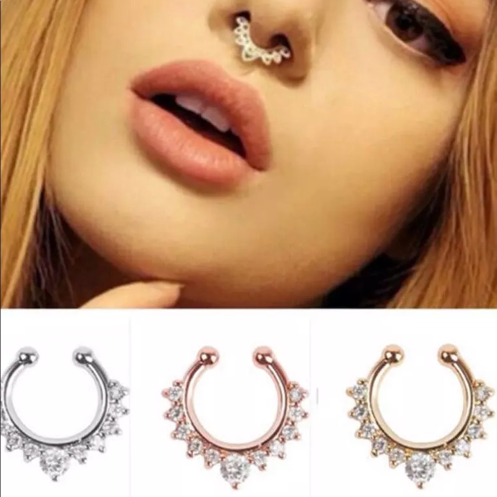 ROSE Gold Nose Septum Ring Non piercing